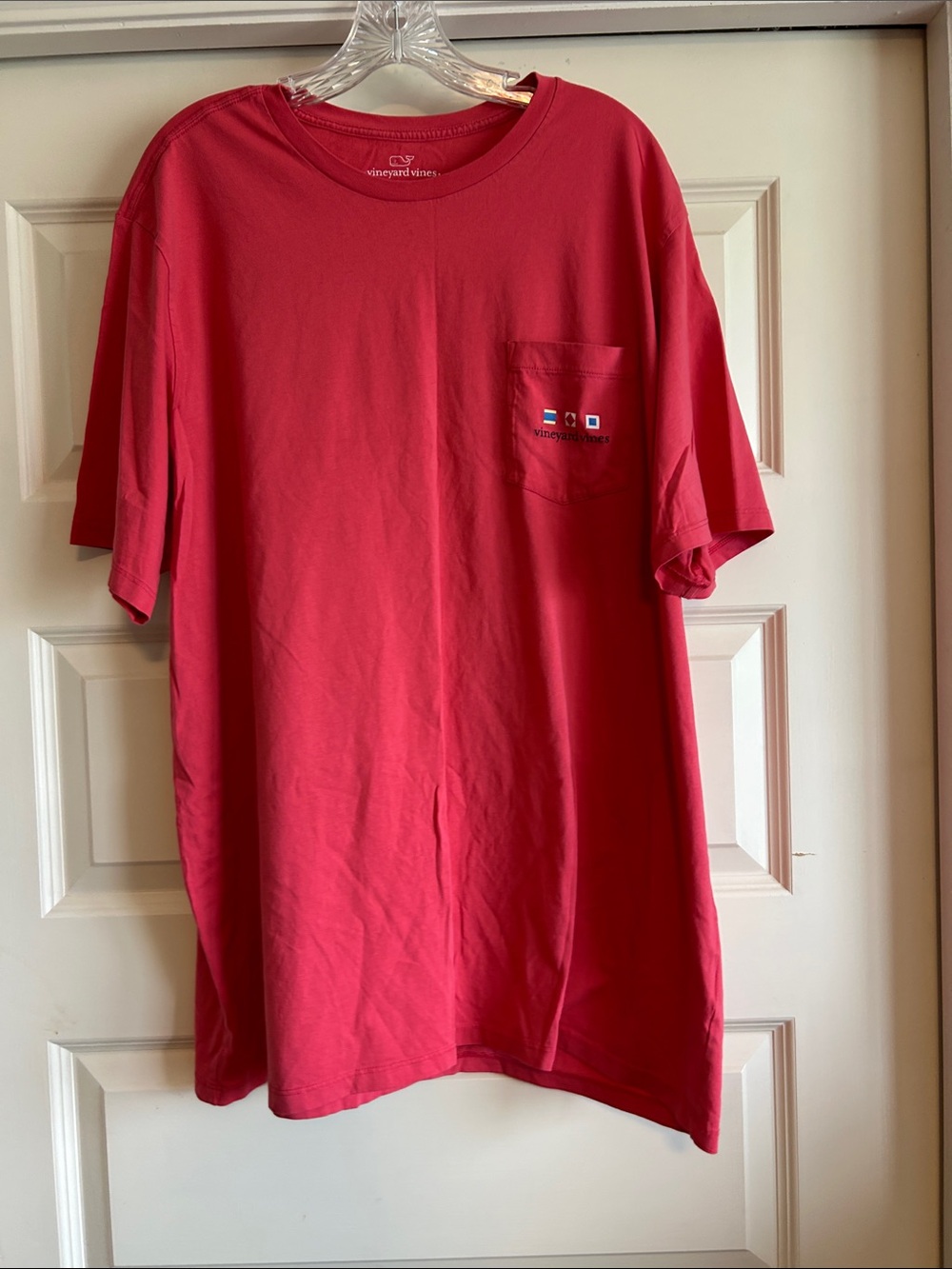 Vineyard Vines Men’s Coral-Red Short Sleeve Pocket Tee